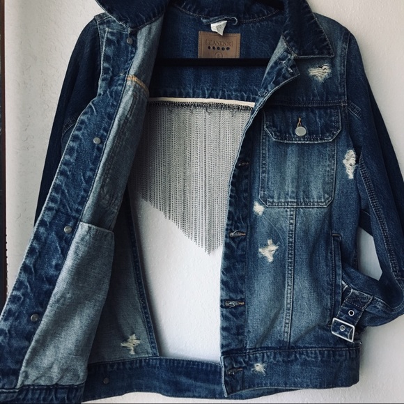 denim jacket with chains on back